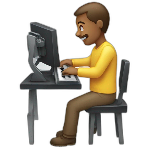 Man taping keybord emoji