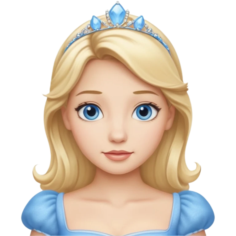 Cinderella with blonde hair, blue eyes, light blue outfit emoji