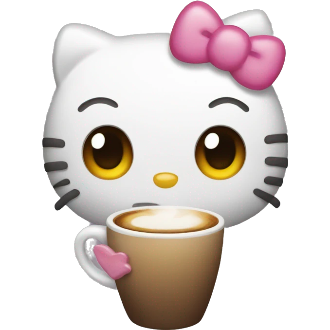 hello kitty with coffee emoji