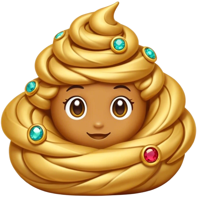 Golden swirly Poo with gemstones in it emoji