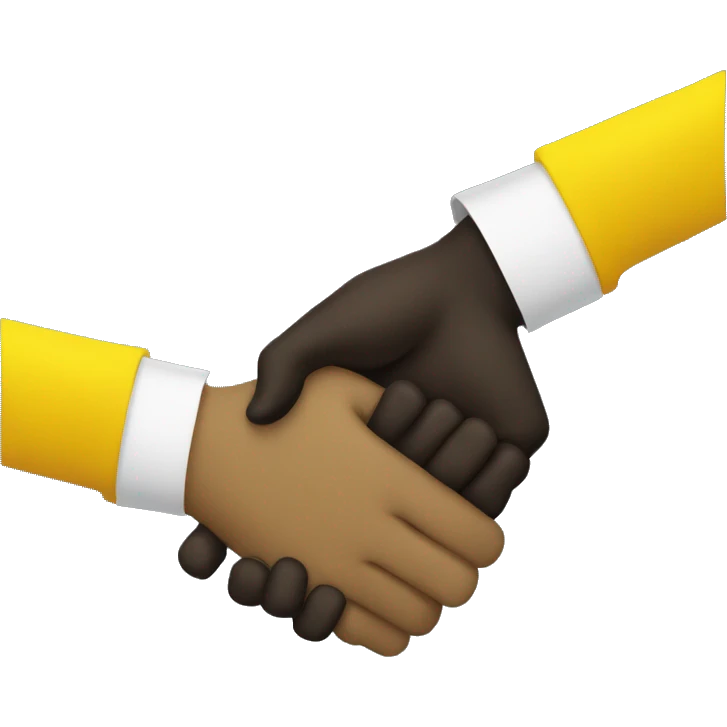 Black hand shaking yellow hand emoji
