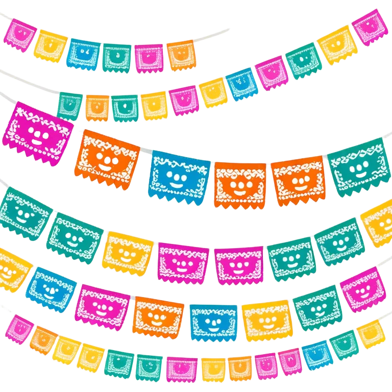 festive one garland of colorful mexican papel picado emoji