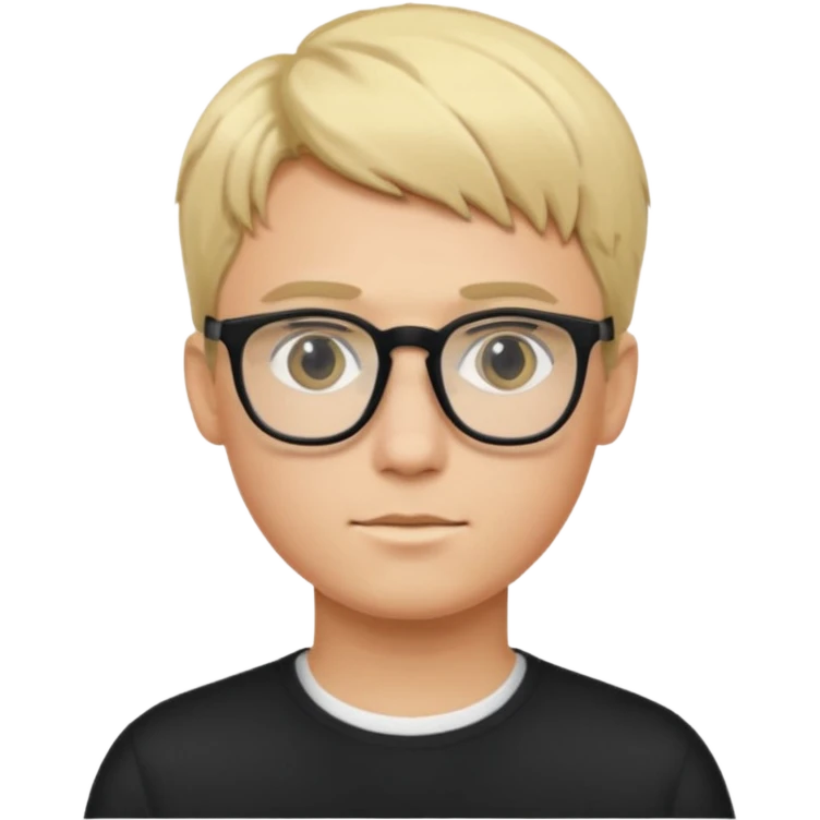 Young male with short blonde hair and black glasses emoji