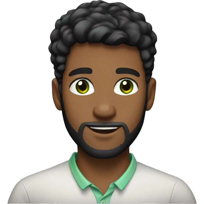 a young man of 26 years old with a beard, green eyes, short black hair, being an English teacher  emoji