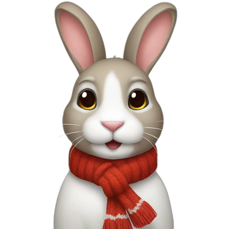 rabit with christmas scarf emoji