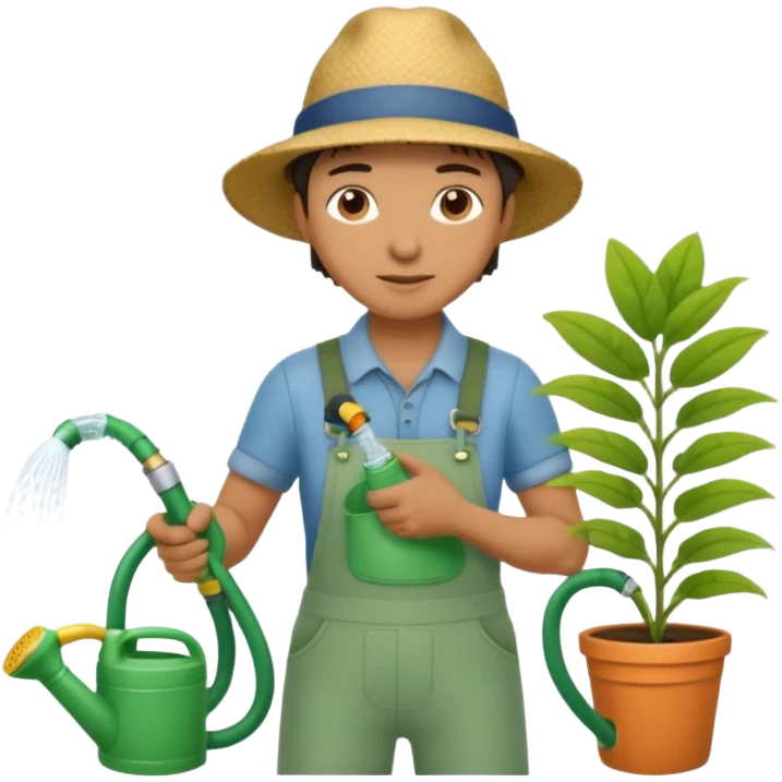 gardener watering with a hose emoji