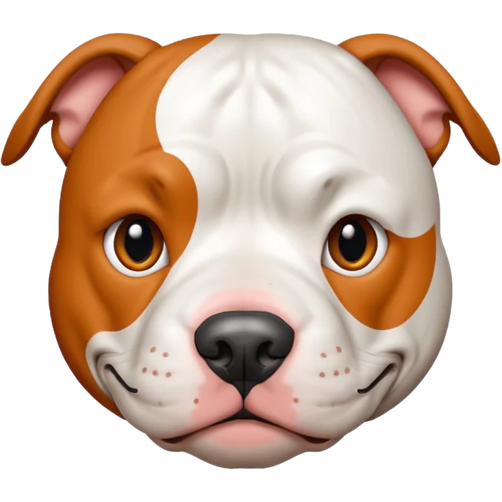Un perro pitbull blanco con manchas naranjas y una que le tape un ojo emoji