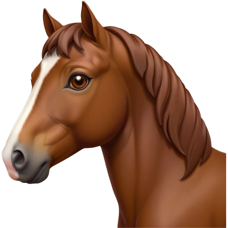 Cinematic Noble Brown Welsh Pony Portrait Emoji, Poised and sturdy, with a well-muscled build draped in a rich, chestnut-brown color, expressive eyes and a gracefully refined head with a gentle, noble profile, Simplified yet sharp and sophisticated features, highly detailed, glowing with a warm, earthy glow, high shine, intelligent and resilient, stylized with an air of pastoral elegance, focused and determined, soft glowing outline, capturing the essence of a watchful and confident brown Welsh pony that appears ready to gallop out of the screen with effortless strength! emoji