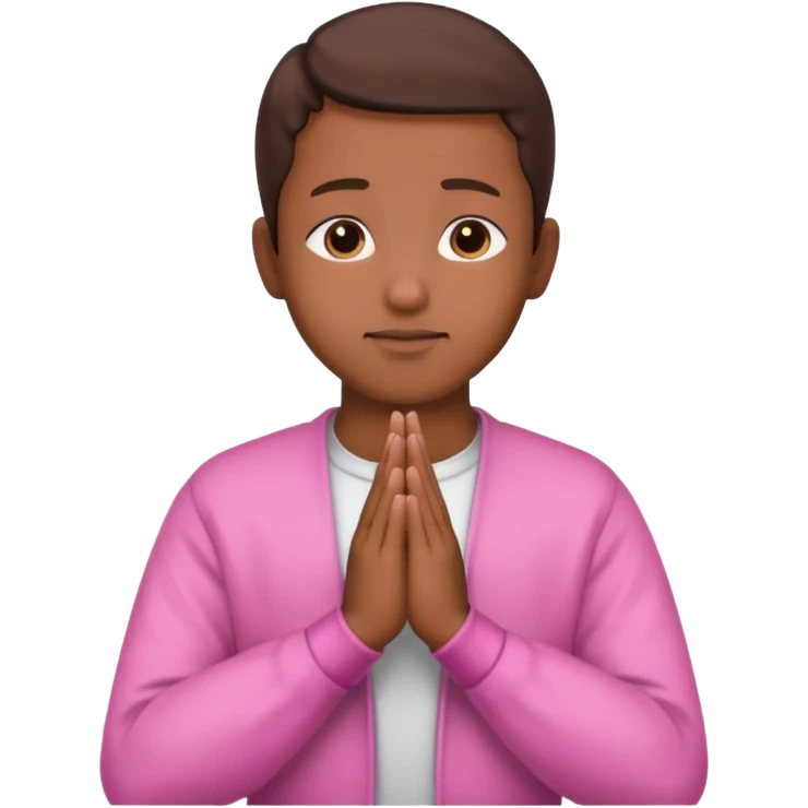 Brown praying hands with pink sleeves emoji