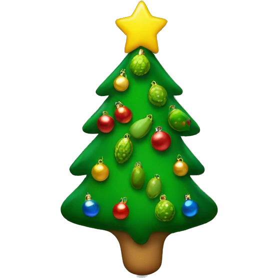 a Christmas tree with pickle ornaments  emoji
