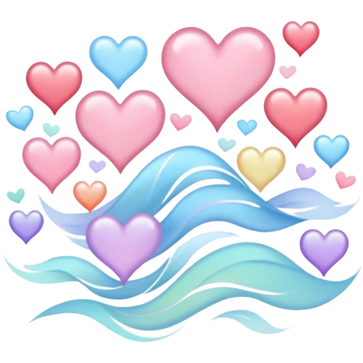 a flow of wind with hearts in it emoji