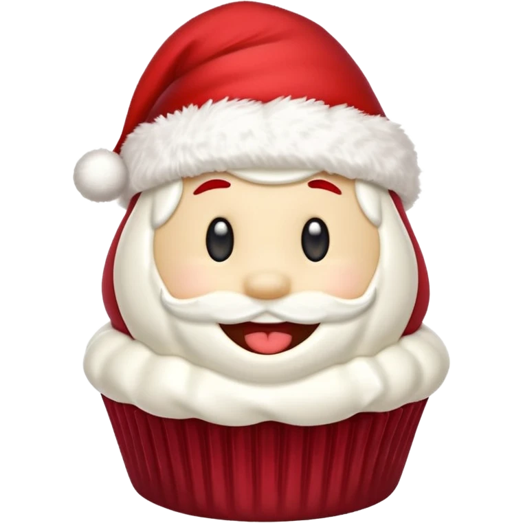 cupcake with a smile and a santa hat emoji