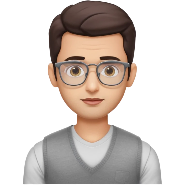 generate a pretty bratz emoji 
Make her look like hrithik roshan wearing white tee with a grey v neck sleeveless weater vest over it. wearing rectangle spectacles

he should look exactly  like hrithik roshan. looking autistic emoji