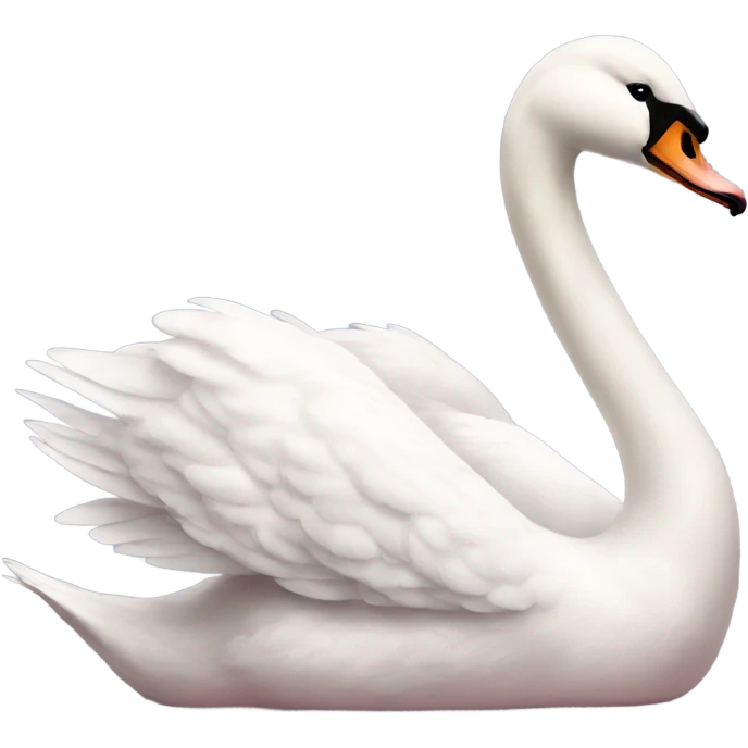Swan wearing a light pink bow faced sideways realistic sitting  emoji