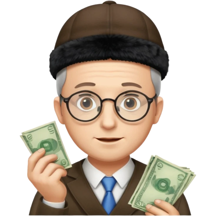 A jewish cunning man in glasses counting money emoji