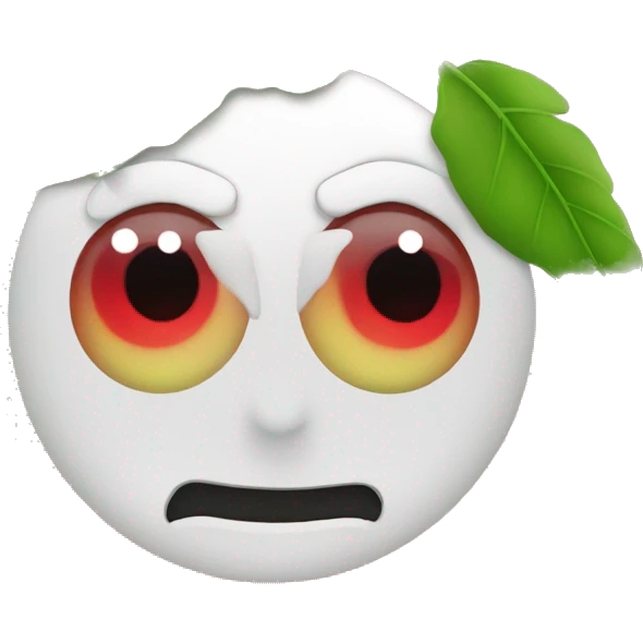 A related emoji face with red eyes and clouds and green leafs around him emoji