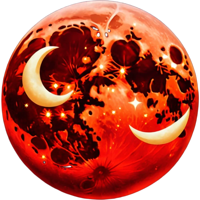 glitter red blood moon crescente emoji