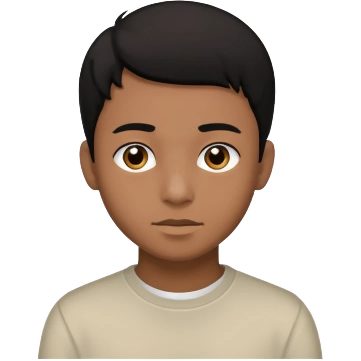 Brown teenage boy with black hair black eyes emoji