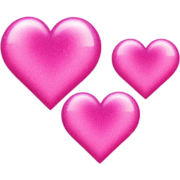 Three different colored sparkling pink hearts overlapping - one medium, one big , one small emoji