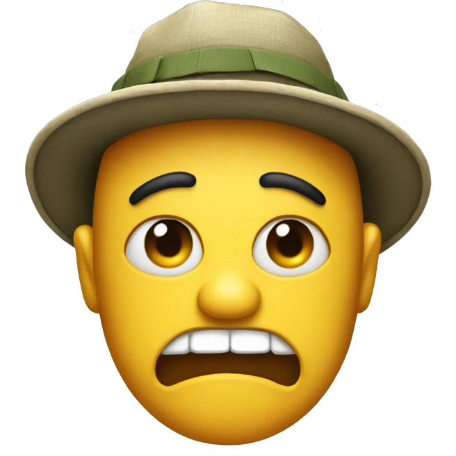 an angry emoji wearing a fishing hat emoji