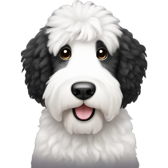 Black white Sheepadoodle emoji