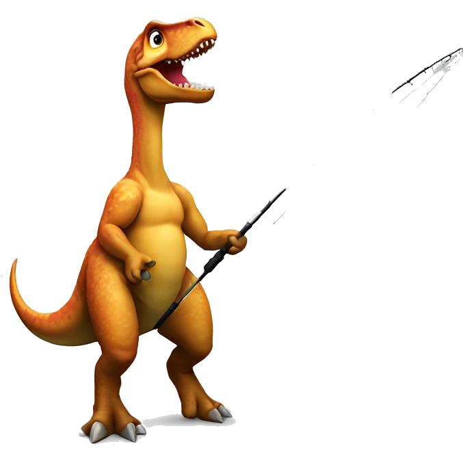 Dinosaur with fishing rod  emoji