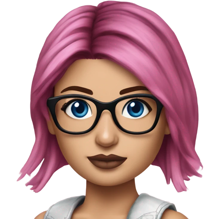 Photo Realistic kylie jenner stylish pink hair BLUE eyes and glasses edgy emoji