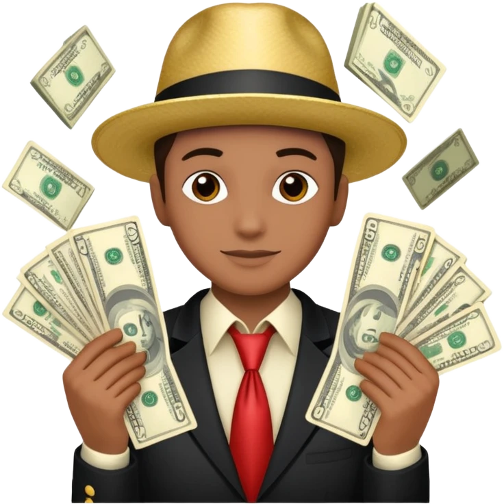Add more cash flying around, bundles of US dollars, casino winnings vibe, lucky flight, jackpot feeling emoji