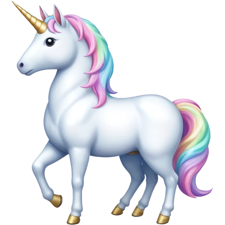 Create a single emoji of a Unicorn in full body, shown at a slight side angle in a natural, characteristic pose with a horn. clearly recognizable. No background.
 emoji