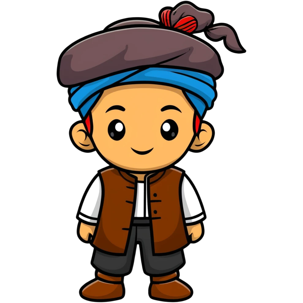 Kurdish boy with traditional hat emoji