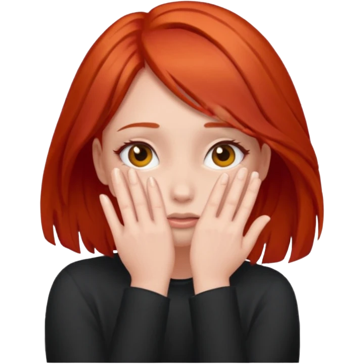 Shy girl with red hair covering her face emoji