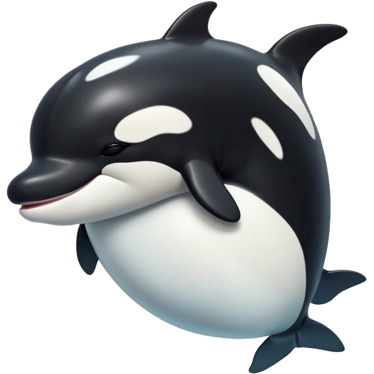 Meme-Worthy Cute Sleeping orca Portrait Emoji, Head resting peacefully with a contented smile, showcasing a smooth black-and-white body with gently drooping fins and eyes softly closed in serene slumber, Simplified yet adorably endearing features, highly detailed, glowing with a soft, drowsy deep-sea light, high shine, relaxed and utterly lovable, stylized with an air of playful oceanic laziness, soft glowing outline, capturing the essence of a sleeping orca that feels destined to become the next viral icon of adorable marine rest! emoji