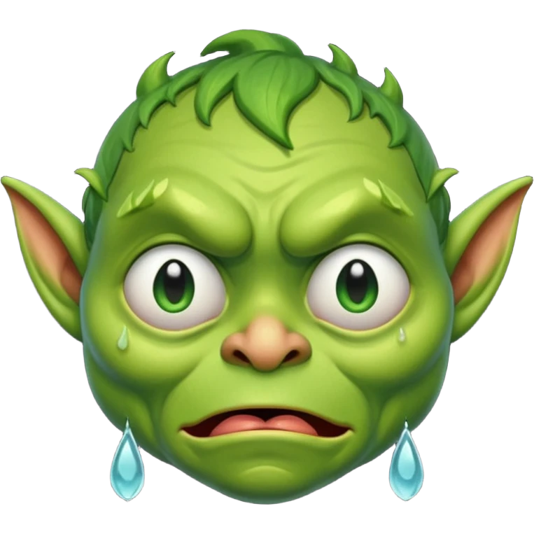 Goblin is crying with very big tears in his eyes  emoji