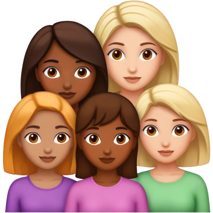 Three female friends, two are Latin one is black and one is white  emoji