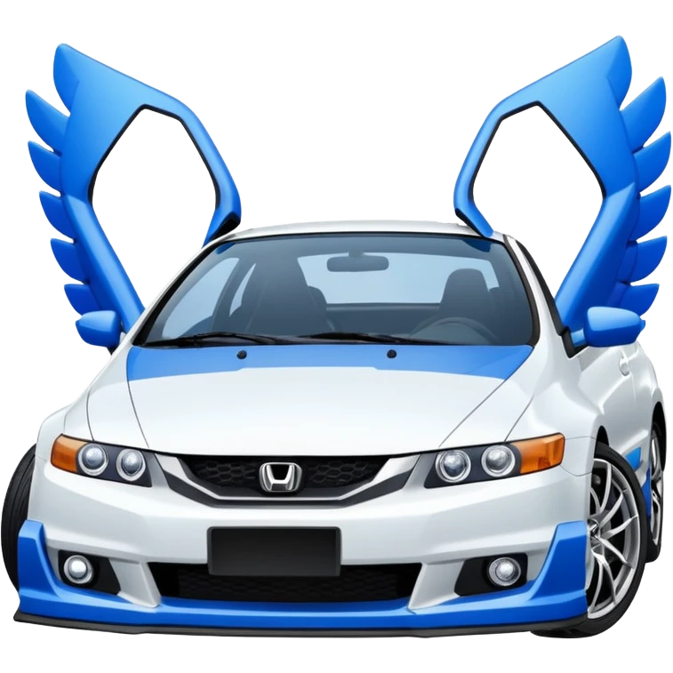 8th gen all white honda si with blue wing emoji