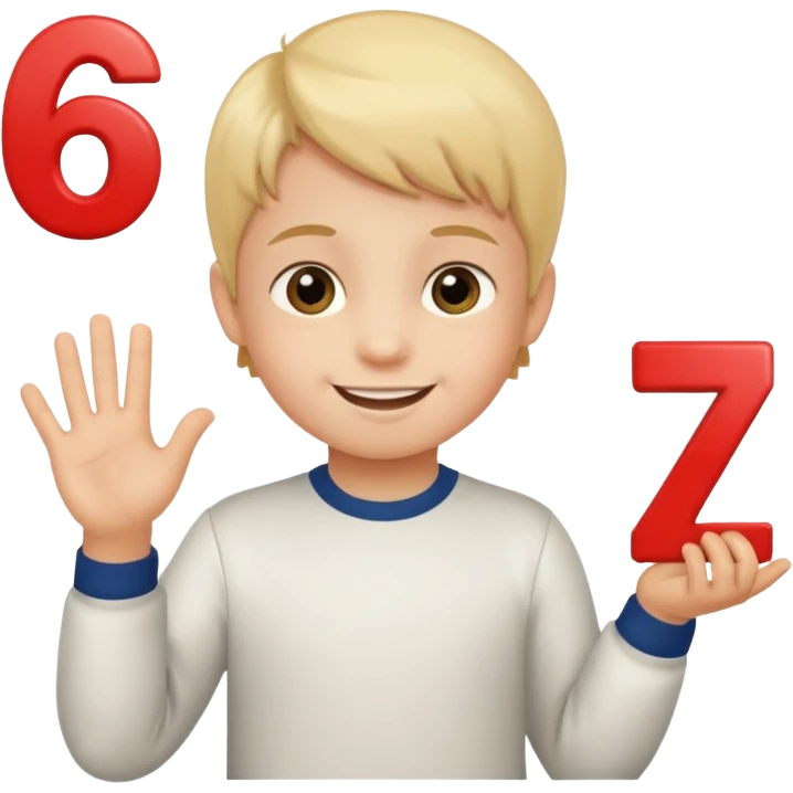 A Lil kid holding 6 7 emoji