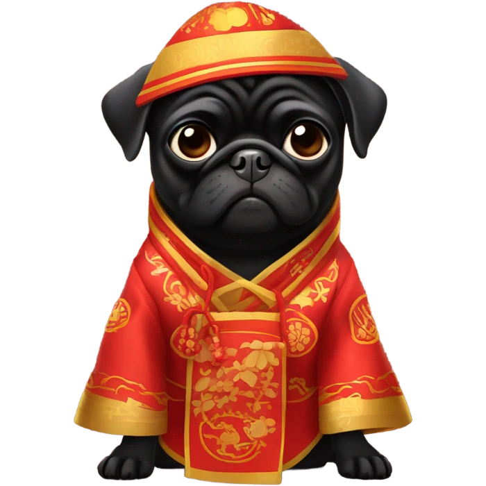Black pug dresses Chinese lunar new year  emoji