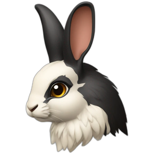 Lapine arlequin côté de visage gauche noir emoji