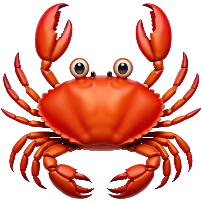 Cinematic Comical Red Crab Portrait Emoji, Head tilted dramatically with an exaggeratedly amused expression, featuring a vibrant, angular carapace with bold, expressive pincers and wide, comically animated eyes full of playful disbelief, Simplified yet hilariously expressive features, highly detailed, glowing with a slightly sassy oceanic glow, high shine, dramatic yet playful, stylized with an air of quirky coastal mischief, soft glowing outline, capturing the essence of a meme-worthy red crab that looks ready to pinch its way into viral fame! emoji