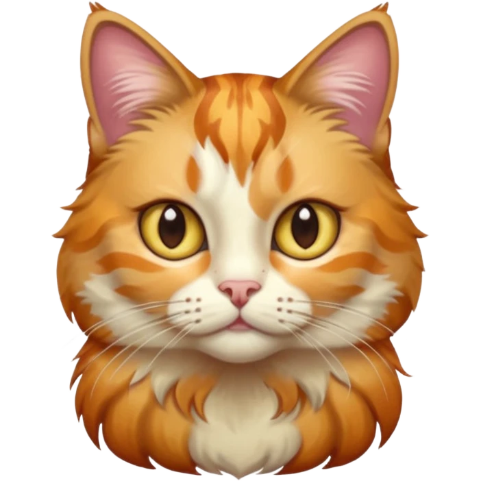 full body anxious looking colourful light calico tabby cat with hazel eyes emoji