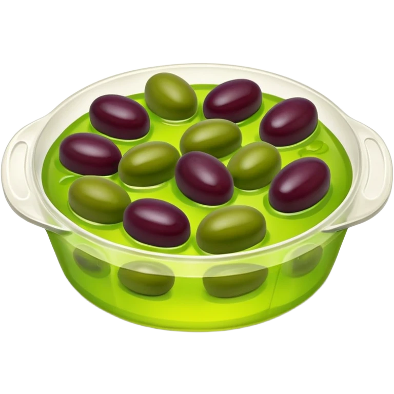 Gross vintage jello salad with olives in it in a jello mold emoji