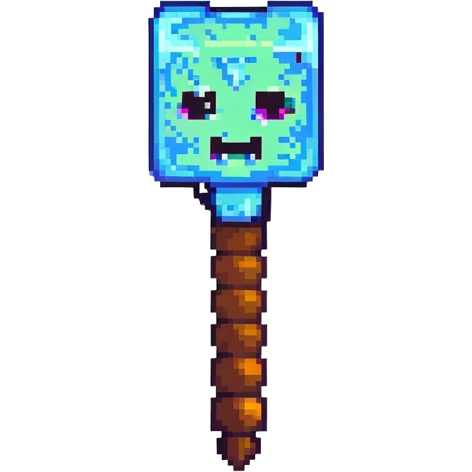 maximum blocky ultra-abstract pixel art Minecraft pickaxe emoji with only 2-4 large square pixels emoji
