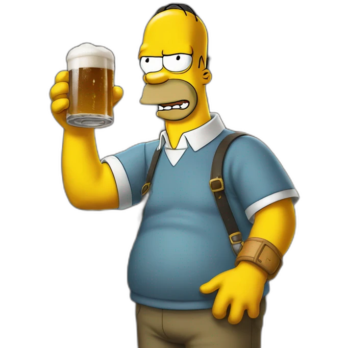 Homer Simpson drink a beer emoji