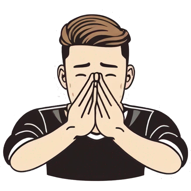 Footballer doing hand sign of crying both hands should be symittrical  emoji