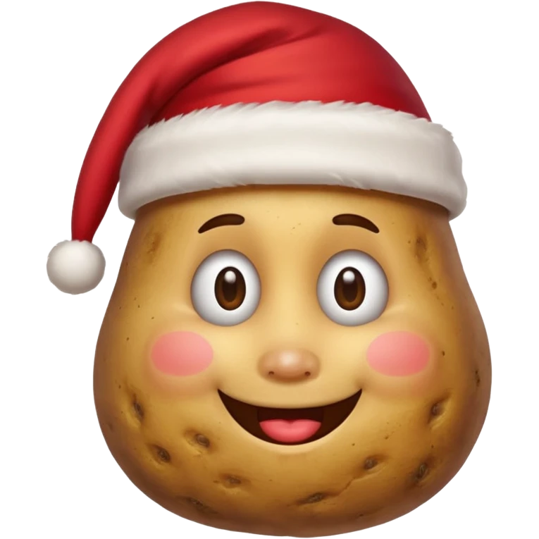Potato with a face and a Santa Christmas hat on emoji