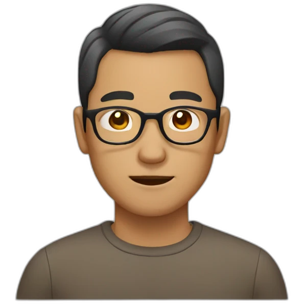 Ugly Asian man wear glasses with brown skin emoji