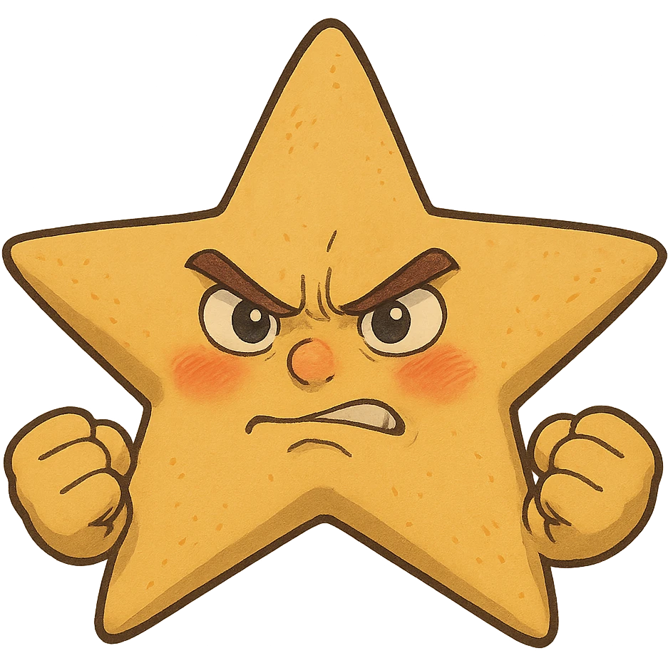 ghibli style determined star with clenched fists, expressive and detailed emoji