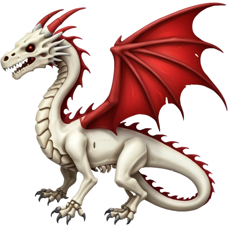  White skeletal skeleton bone dragon with some blood emoji