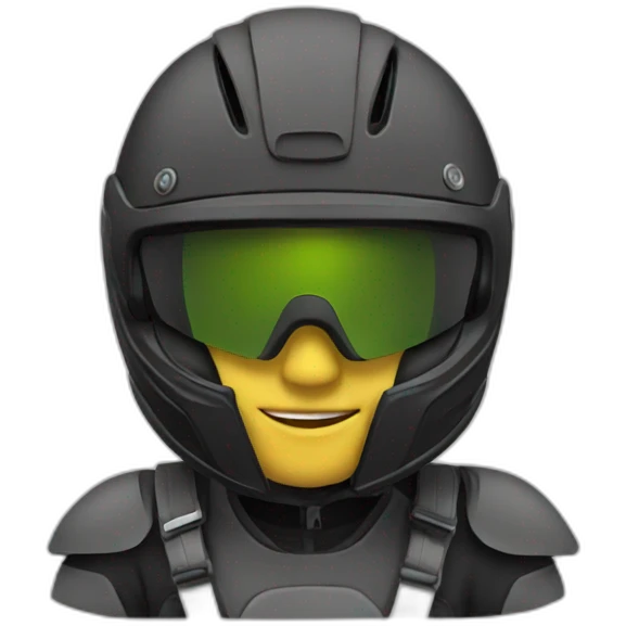 A rider with a complet helmet emoji
