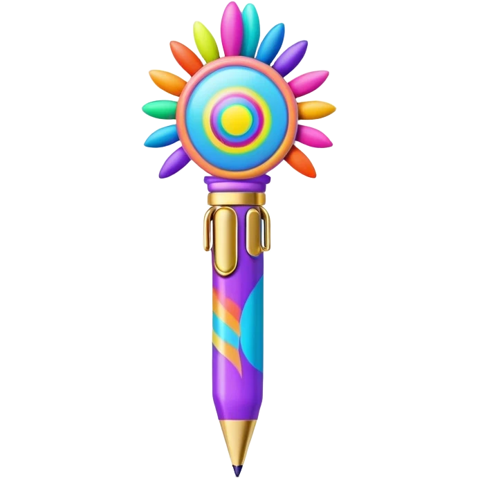 3D, psychedelic colored hippie style pen. Pen only  emoji